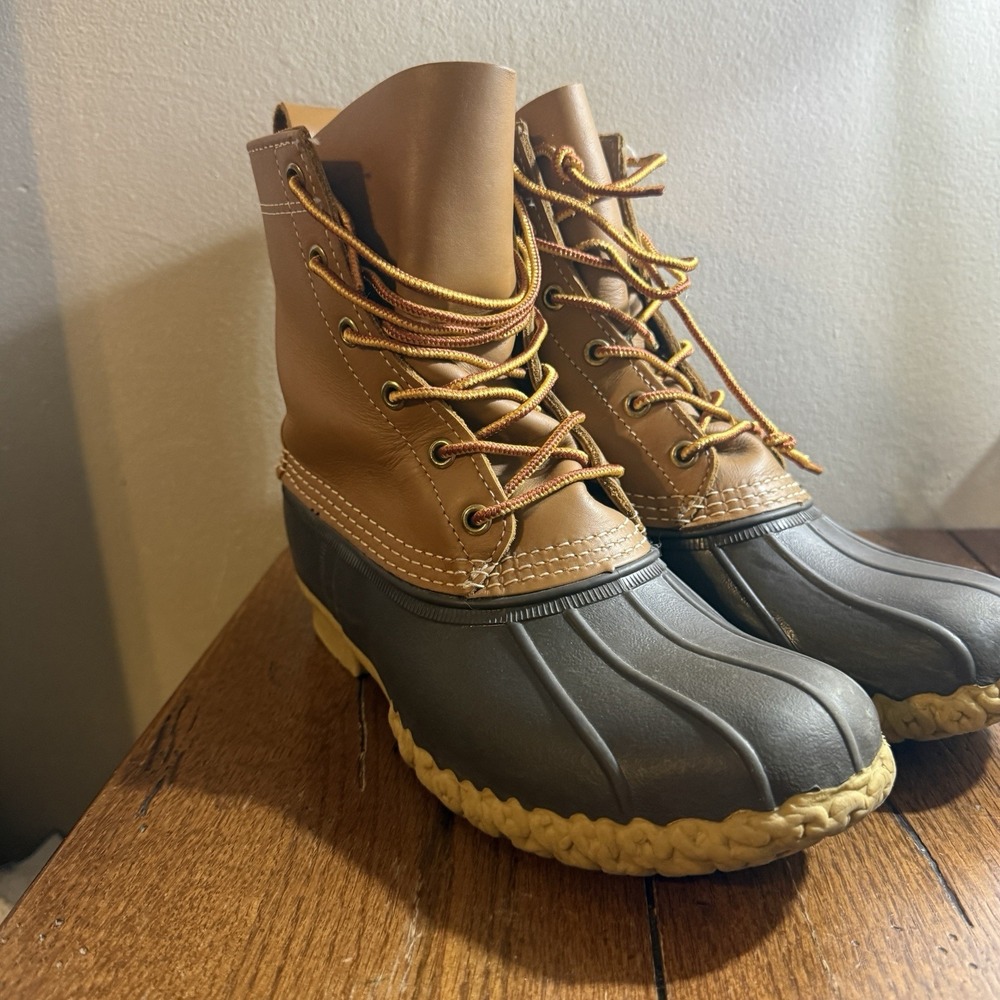 LL Bean Boots Duck Hunt Brown Gumsole Leather 8" 6 Eyelet Womens Size 8